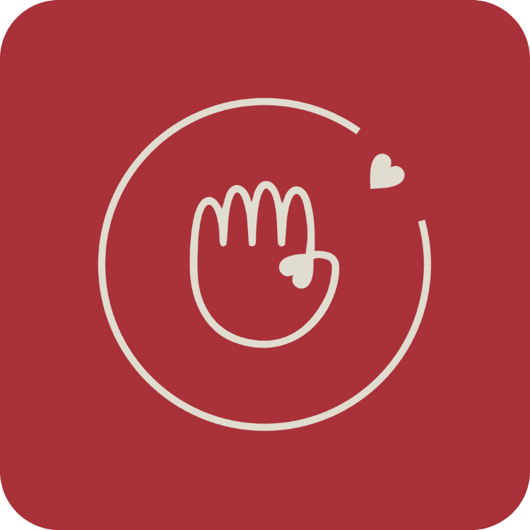 Alternative brand logo with red background, illustrated by Luisina Hernández