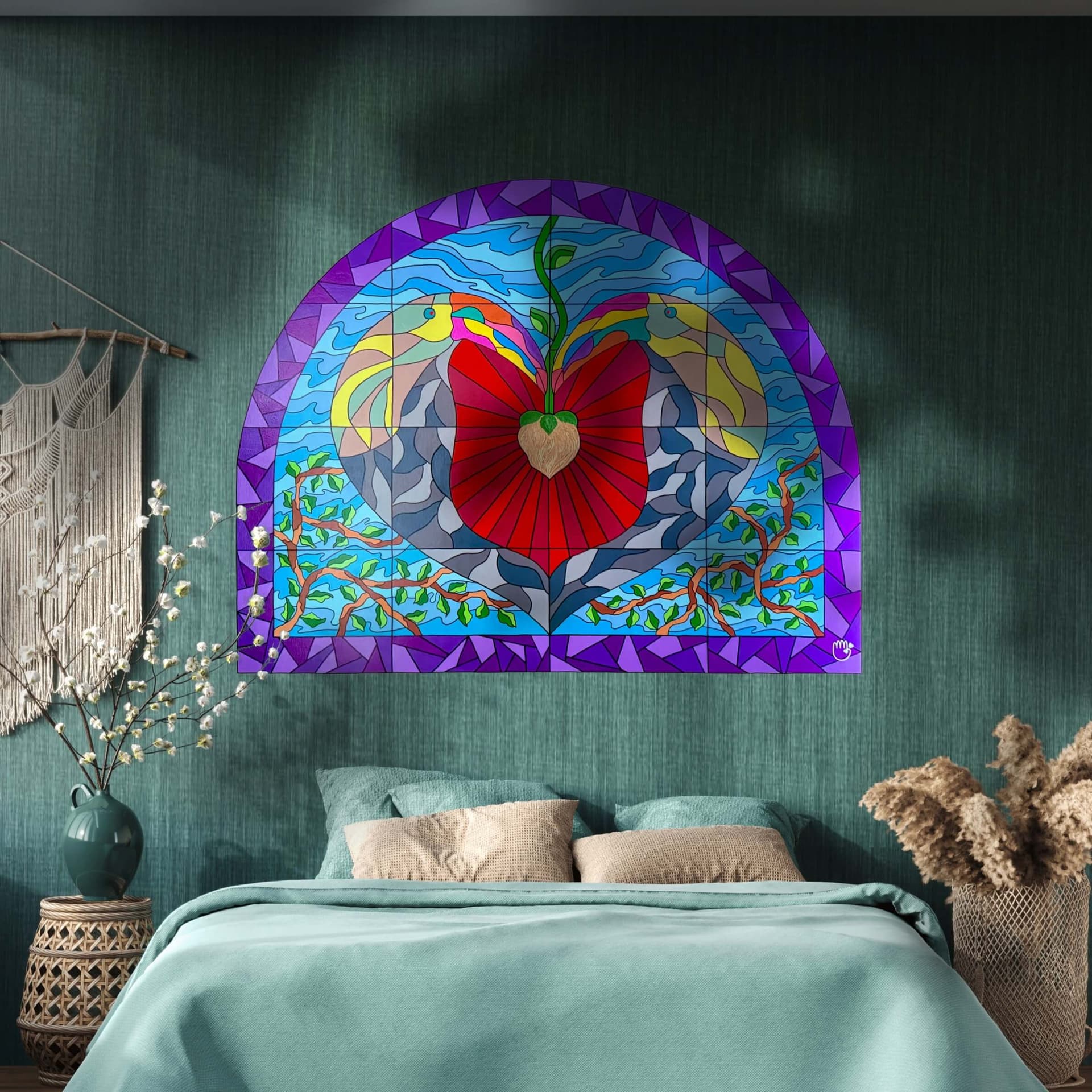 Mural in a bedroom from a collection in an Airbnb Stay 1