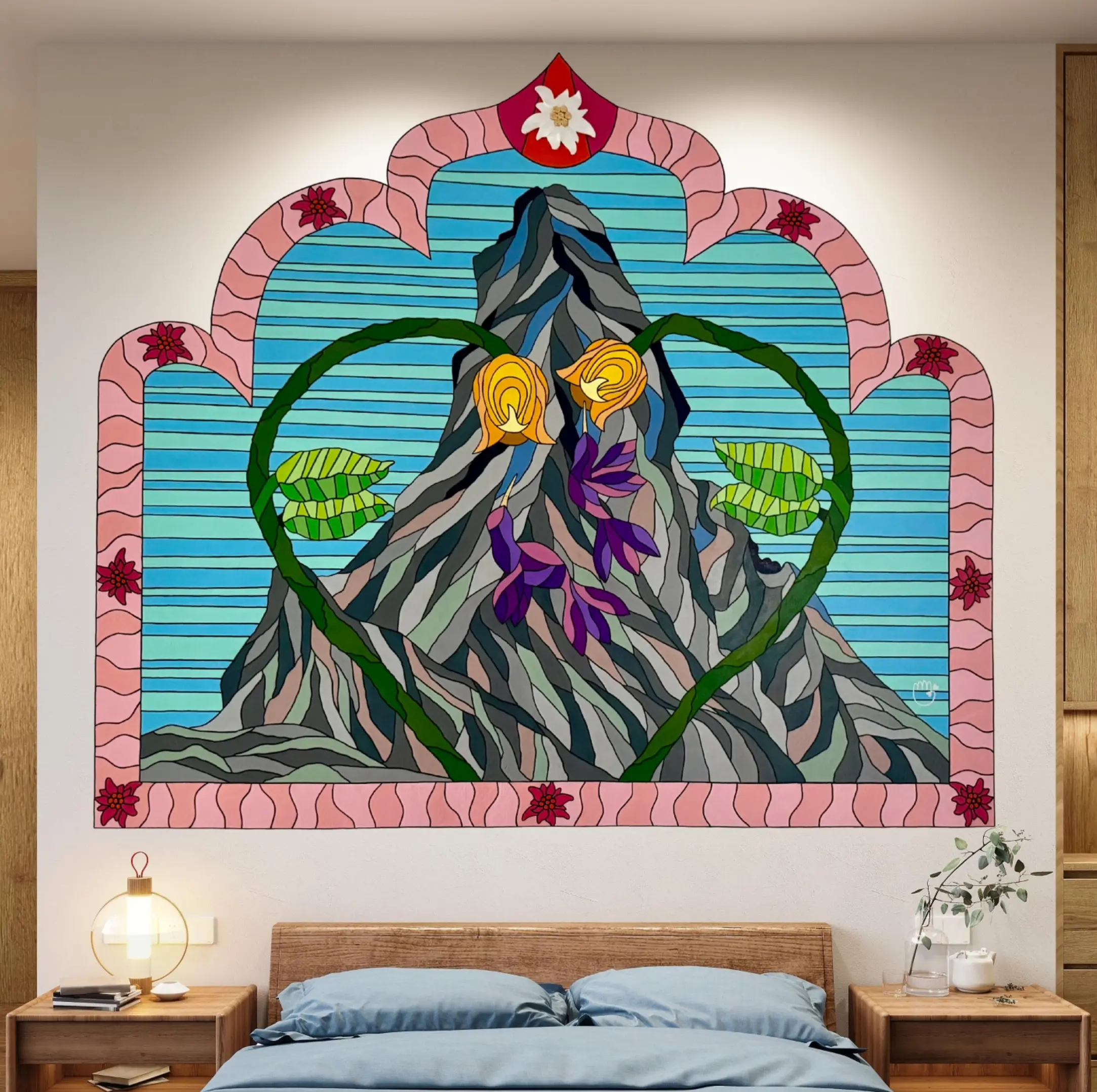 Mural in a room of an Airbnb Stay